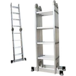 TODECO Échelle Pliante, Echelle Multifonction, De 1,25 à 4,78 M, 6 En 1, EN 131, Taille Déployée: 478 X 35 X 6,5 Cm