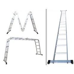 TODECO Échelle Pliante, Echelle Multifonction, De 1,25 à 4,78 M, 6 En 1, EN 131, Taille Déployée: 478 X 35 X 6,5 Cm -Pas Cher Échelle Magasin 10013178 3