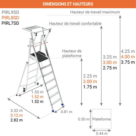 ESCABEAU DIRECT - MATISERE Pirl Pliant Avec Stabilisateurs Latéraux - PIRL7SD 2 ESCABEAU DIRECT - MATISERE Pirl Pliant Avec Stabilisateurs Latéraux - PIRL7SD – Image 2
