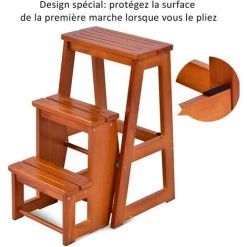 COSTWAY Tabouret Escalier En Bois Tabouret De Chaise Pliante Échelle De 3 Niveaux Multifonctionnel 7 COSTWAY Tabouret Escalier En Bois Tabouret De Chaise Pliante Échelle De 3 Niveaux Multifonctionnel -Pas Cher Échelle Magasin 10735969 3