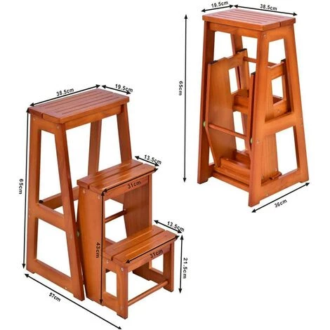 COSTWAY Tabouret Escalier En Bois Tabouret De Chaise Pliante Échelle De 3 Niveaux Multifonctionnel 5 COSTWAY Tabouret Escalier En Bois Tabouret De Chaise Pliante Échelle De 3 Niveaux Multifonctionnel – Image 5