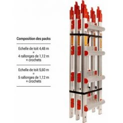 ECHELLE DIRECT - MATISERE Echelle De Toit Alu Avec Crochet - Ecartement Des Barreaux 28cm - Longueur 4.48m - HIM4538/280/448 -Pas Cher Échelle Magasin 12208401 4