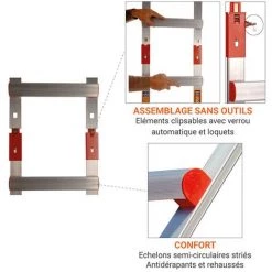 ECHELLE DIRECT - MATISERE Echelle De Toit Alu Avec Crochet - Ecartement Des Barreaux 28cm - Longueur 4.48m - HIM4538/280/448 -Pas Cher Échelle Magasin 12208401 5