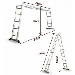 Grandmaster - Échelle Multifonction Pliable 6 En 1, Echelle En Aluminium Pliante 575cm, Plate-forme Incluse, Charge Maximale 150kg, Taille Pliée 149x35x28cm, Echelle Transformable -Pas Cher Échelle Magasin 12557194 3