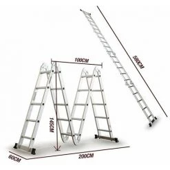 Grandmaster - Échelle Multifonction Pliable 6 En 1, Echelle En Aluminium Pliante 575cm, Plate-forme Incluse, Charge Maximale 150kg, Taille Pliée 149x35x28cm, Echelle Transformable -Pas Cher Échelle Magasin 12557194 4