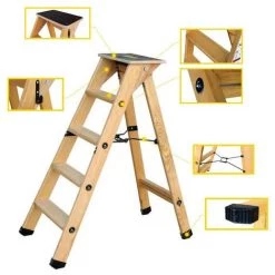 Escabeau Lyonnais Bois 4 Marches + Tablette CENTAURE - 483204