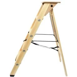 OUTILS ET NATURE Echelle Escabeau En Bois 4 Marches Avec Tablette