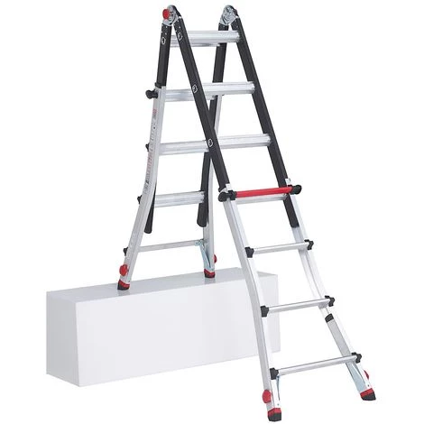 ALTREX Echelle Pliante Télescopique, Utilisable Comme échelle Ou Comme Escabeau, Avec 4 pieds Réglables 4 X 5 échelons 1 ALTREX Echelle Pliante Télescopique, Utilisable Comme échelle Ou Comme Escabeau, Avec 4 pieds Réglables 4 X 5 échelons