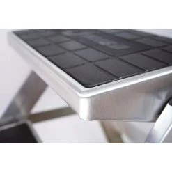 CERTEO Escabeau Pliant En Alu - Marches En Alu Revêtues De PVC - Avec Garde-corps, 2 Marches -Pas Cher Échelle Magasin 15700158 5