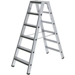 EUROKRAFTPRO Escabeau à Marches Double Face - Modèle Rembourré - 2 X 6 Marches