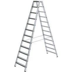 EUROKRAFTPRO Escabeau à Marches Double Face - Modèle Rembourré - 2 X 12 Marches