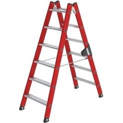 GUENZBURGER Escabeau En Plastique - Avec Marches En Aluminium Strié - 2 X 6 Marches