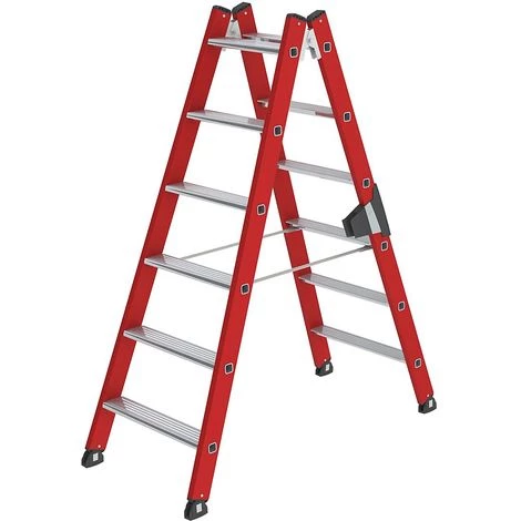 GUENZBURGER Escabeau En Plastique - Avec Marches En Aluminium Strié - 2 X 6 Marches 1 GUENZBURGER Escabeau En Plastique - Avec Marches En Aluminium Strié - 2 X 6 Marches