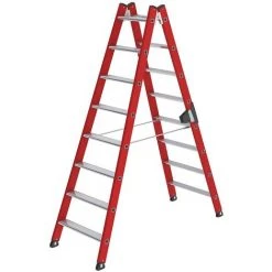 GUENZBURGER Escabeau En Plastique - Avec Marches En Aluminium Strié - 2 X 8 Marches