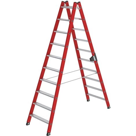 GUENZBURGER Escabeau En Plastique - Avec Marches En Aluminium Strié - 2 X 10 Marches 1 GUENZBURGER Escabeau En Plastique - Avec Marches En Aluminium Strié - 2 X 10 Marches