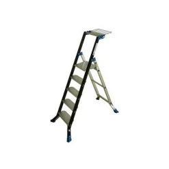 ESCALUX Escabeau En Aluminium 5 Marches Spécial Bati-matériaux Marches XXL - Escabati