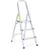 COSTWAY Escabeau Pliable à 3 Marches En Aluminium 58CM De Hauteur,4 Pieds Antidérapants,Charge Maximale 150KG Pour Maison Echelle Pliable