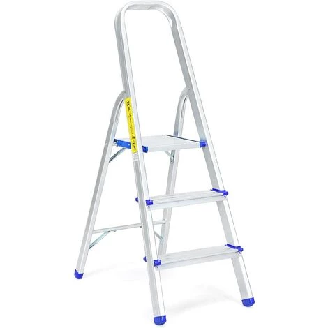 COSTWAY Escabeau Pliable à 3 Marches En Aluminium 58CM De Hauteur,4 Pieds Antidérapants,Charge Maximale 150KG Pour Maison Echelle Pliable 1 COSTWAY Escabeau Pliable à 3 Marches En Aluminium 58CM De Hauteur,4 Pieds Antidérapants,Charge Maximale 150KG Pour Maison Echelle Pliable