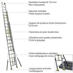 CENTAURE Echelle Coulissante 3 Plans De Longueur 14.20m - 512620 9 CENTAURE Echelle Coulissante 3 Plans De Longueur 14.20m - 512620 -Pas Cher Échelle Magasin 16592719 5