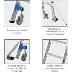 TUBESCA COMABI Pirl Roulante 4 Marches - Veloce - 2272194 -Pas Cher Échelle Magasin 16592777 4