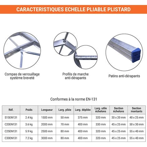 ECHELLE DIRECT - MATISERE Echelle Aluminium Pliable De 1.50m - S15EN131 2 ECHELLE DIRECT - MATISERE Echelle Aluminium Pliable De 1.50m - S15EN131 – Image 2