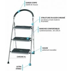 Centaure - Marchepied Double Fonction 3 Marches Hauteur D'accès Maxi 2,70 M - Chrome XL -Pas Cher Échelle Magasin 17749615 3