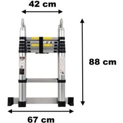 GT MARKET Échelle Télescopique Pliable En Aluminium - 3.80 Mètres -Pas Cher Échelle Magasin 18080101 3
