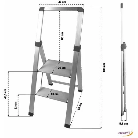 FACILITYS Marchepied 2 Marches Alu Pro Extra-slim 4 FACILITYS Marchepied 2 Marches Alu Pro Extra-slim – Image 4