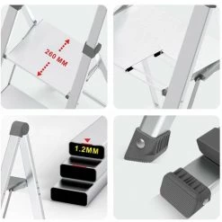 FACILITYS Escabeau 4 Marches Alu Pro Extra-slim -Pas Cher Échelle Magasin 18254476 5