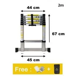 OOBEST Échelle Télescopique, Échelle Pliable, 2 Mètre(s), Charge Maximale: 150 Kg