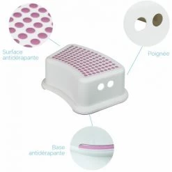 MONSIEUR BÉBÉ Marchepied Antidérapant 13 Cm En Plastique - Blanc Et Rose - Monsieur Bébé - Rose -Pas Cher Échelle Magasin 19840414 3