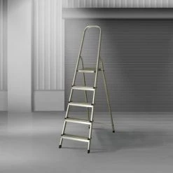 CATTERHOUSE Escabeau En Aluminium 5 Marches Catter House Hauteur Max. Travail 307 Cm Pliable Avec Rampe -Pas Cher Échelle Magasin 19991536 4