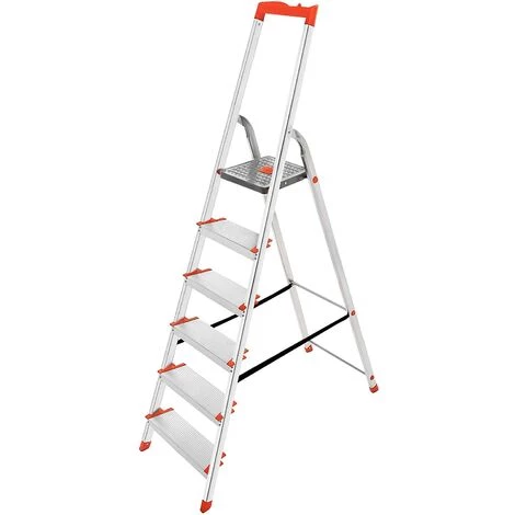 SONGMICS Échelle 6 Marches En Aluminium, Escabeau, Largeur Marche 12cm, Pliable, Plateau à Outil, Pieds Antidérapants, Charge 150kg, Test TÜV Rheinland, GS EN131, Argent Et Orange GLT006WT01 - Argent Et Orange 1 SONGMICS Échelle 6 Marches En Aluminium, Escabeau, Largeur Marche 12cm, Pliable, Plateau à Outil, Pieds Antidérapants, Charge 150kg, Test TÜV Rheinland, GS EN131, Argent Et Orange GLT006WT01 - Argent Et Orange
