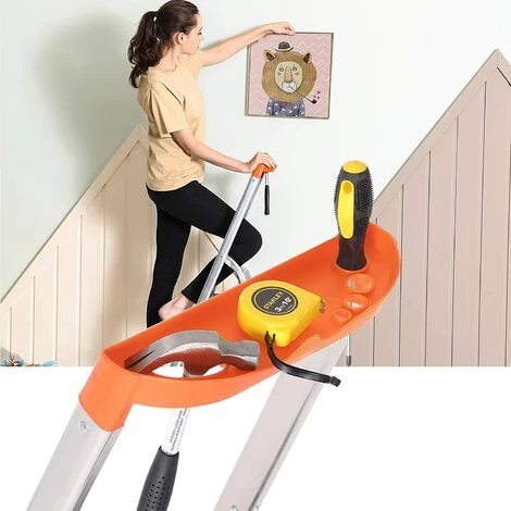 SONGMICS Échelle 6 Marches En Aluminium, Escabeau, Largeur Marche 12cm, Pliable, Plateau à Outil, Pieds Antidérapants, Charge 150kg, Test TÜV Rheinland, GS EN131, Argent Et Orange GLT006WT01 - Argent Et Orange 3 SONGMICS Échelle 6 Marches En Aluminium, Escabeau, Largeur Marche 12cm, Pliable, Plateau à Outil, Pieds Antidérapants, Charge 150kg, Test TÜV Rheinland, GS EN131, Argent Et Orange GLT006WT01 - Argent Et Orange – Image 3