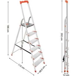 SONGMICS Échelle 6 Marches En Aluminium, Escabeau, Largeur Marche 12cm, Pliable, Plateau à Outil, Pieds Antidérapants, Charge 150kg, Test TÜV Rheinland, GS EN131, Argent Et Orange GLT006WT01 - Argent Et Orange 9 SONGMICS Échelle 6 Marches En Aluminium, Escabeau, Largeur Marche 12cm, Pliable, Plateau à Outil, Pieds Antidérapants, Charge 150kg, Test TÜV Rheinland, GS EN131, Argent Et Orange GLT006WT01 - Argent Et Orange -Pas Cher Échelle Magasin 20471948 5