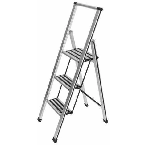 WENKO Escabeau 3 Marches, Escabeau Pliant Design En Aluminium Avec Support-echelle 2 WENKO Escabeau 3 Marches, Escabeau Pliant Design En Aluminium Avec Support-echelle – Image 2