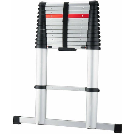 KITCHEN MOVE Echelle Télescopique Avec Stabilisateur PRO Argent Aluminium 3.91m - Argent 1 KITCHEN MOVE Echelle Télescopique Avec Stabilisateur PRO Argent Aluminium 3.91m - Argent