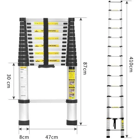 OOBEST Échelle Télescopique, Échelle Pliable, 4,1 Mètre(s), Barre Stabilisatrice, EN 131-6, Sac De Transport OFFERT, Écart Supplémentaire, Charge Maximale: 150 Kg 2 OOBEST Échelle Télescopique, Échelle Pliable, 4,1 Mètre(s), Barre Stabilisatrice, EN 131-6, Sac De Transport OFFERT, Écart Supplémentaire, Charge Maximale: 150 Kg – Image 2