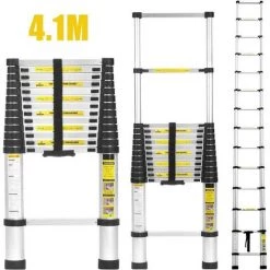 OOBEST Échelle Télescopique, Échelle Pliable, 4.1 Mètre(s), EN 131, Sac De Transport OFFERT, Charge Maximale: 150 Kg