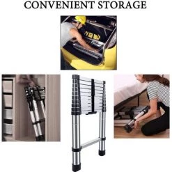 OOBEST Échelle Télescopique, Échelle Pliable, 4.1 Mètre(s), EN 131, Sac De Transport OFFERT, Charge Maximale: 150 Kg -Pas Cher Échelle Magasin 24608414 5