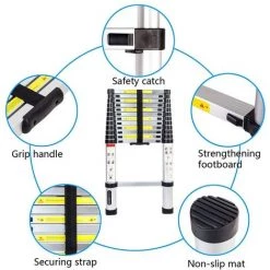 OOBEST® Échelle Pliable, Échelle Télescopique, 3,8 Mètre(s), EN 131, Charge Maximale: 150 Kg 9 OOBEST® Échelle Pliable, Échelle Télescopique, 3,8 Mètre(s), EN 131, Charge Maximale: 150 Kg -Pas Cher Échelle Magasin 24609199 5