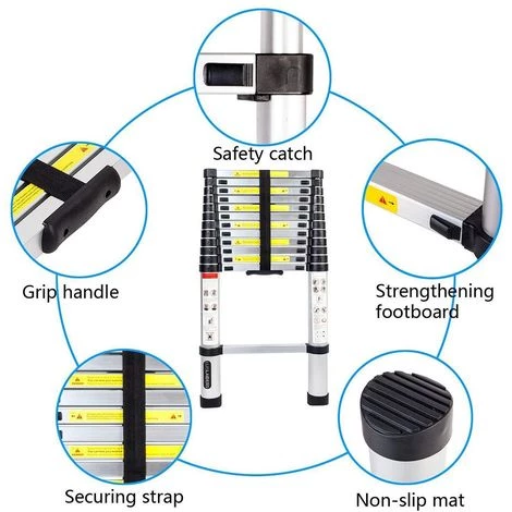 OOBEST® Échelle Pliable, Échelle Télescopique, 3,8 Mètre(s), EN 131, Charge Maximale: 150 Kg 5 OOBEST® Échelle Pliable, Échelle Télescopique, 3,8 Mètre(s), EN 131, Charge Maximale: 150 Kg – Image 5