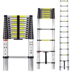 OOBEST Échelle Télescopique Multi-fonctions En Alu De 3.8m, 13 échelons