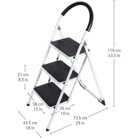 TATKRAFT WONDERWORKER BOLD - ESCABEAU À 3 MARCHES PLIANT EN ACIER - MARCHEPIED ECHELLE PLIABLE - PIEDS ET MARCHES ANTIDÉRAPANTS - TRÈS CO 2 TATKRAFT WONDERWORKER BOLD - ESCABEAU À 3 MARCHES PLIANT EN ACIER - MARCHEPIED ECHELLE PLIABLE - PIEDS ET MARCHES ANTIDÉRAPANTS - TRÈS CO – Image 2