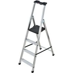 Escabeau Aluminium Professionnel Hailo - 4 Marches - Hauteur De Travail 2,67 M