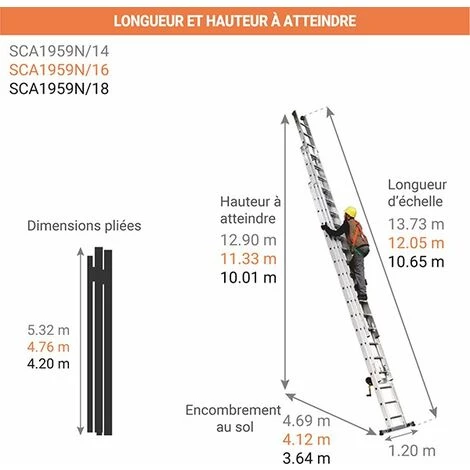 ECHELLE DIRECT - MATISERE Echelle Coulissante 3 Plans à Manivelle Pour Un Déploiement Précis Et Facile - Longueur 12.05m - SCA1959N/16 2 ECHELLE DIRECT - MATISERE Echelle Coulissante 3 Plans à Manivelle Pour Un Déploiement Précis Et Facile - Longueur 12.05m - SCA1959N/16 – Image 2