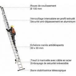 ECHELLE DIRECT - MATISERE Echelle Coulissante 3 Plans à Manivelle Pour Un Déploiement Précis Et Facile - Longueur 12.05m - SCA1959N/16 8 ECHELLE DIRECT - MATISERE Echelle Coulissante 3 Plans à Manivelle Pour Un Déploiement Précis Et Facile - Longueur 12.05m - SCA1959N/16 -Pas Cher Échelle Magasin 26115127 4