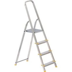 MONMOBILIERDESIGN ALVE Escabeau 4 Marches Aluminium Marchepied Pliable