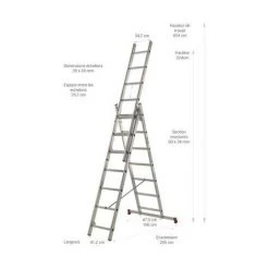 ESCALUX Échelle Transformable 3 Plans 3x7 échelons -Pas Cher Échelle Magasin 270583 3