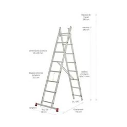 ESCALUX Échelle Transformable 2 Plans 2x8 échelons -Pas Cher Échelle Magasin 278148 3